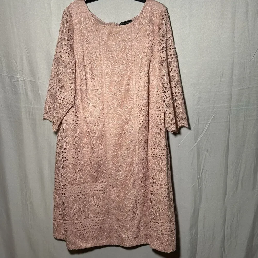 Jessica Howard 16W Blush Pink Lace Dress Plus Size Wedding Guest Party Career